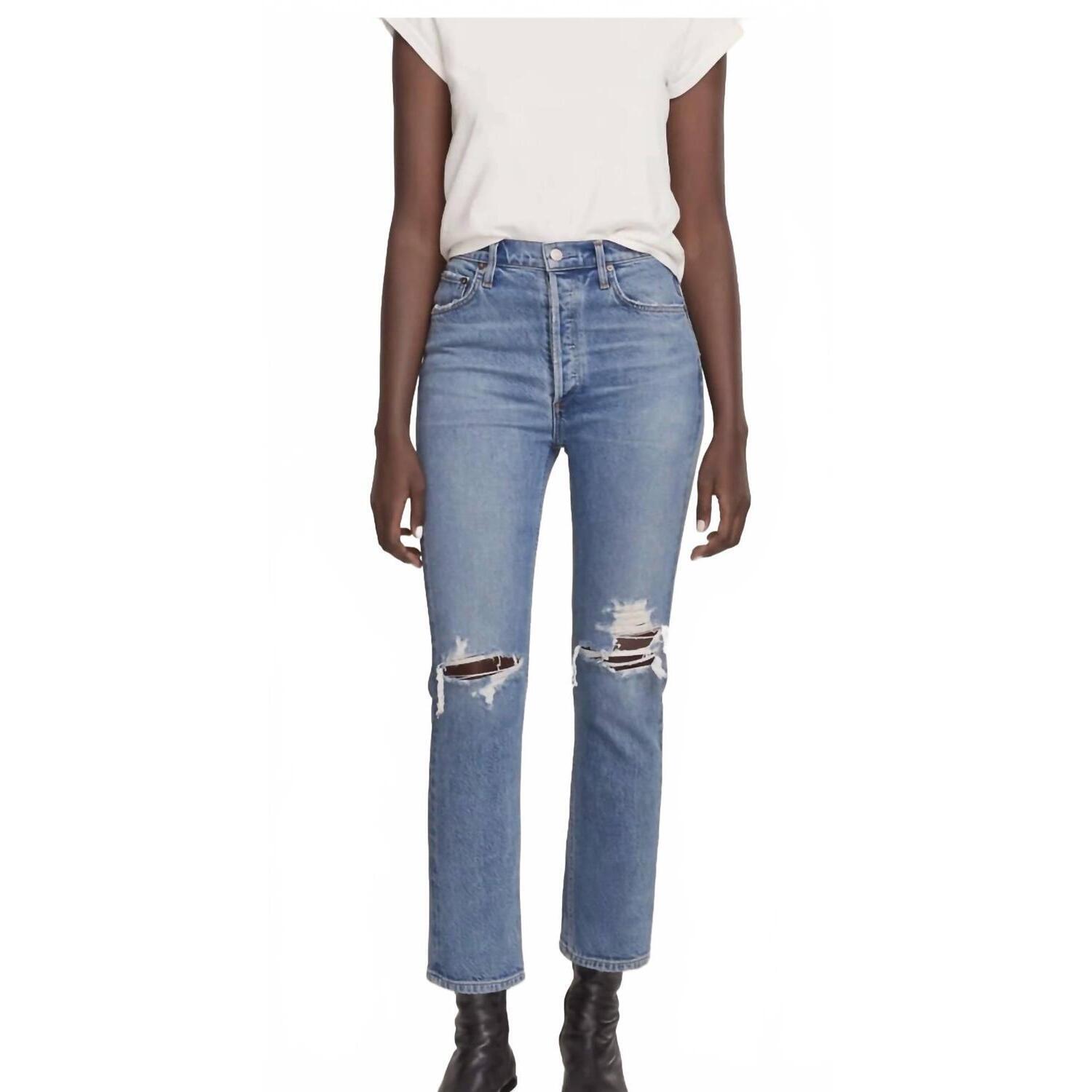 New Agolde Riley Crop High-Rise Straight Jean In Whiplash